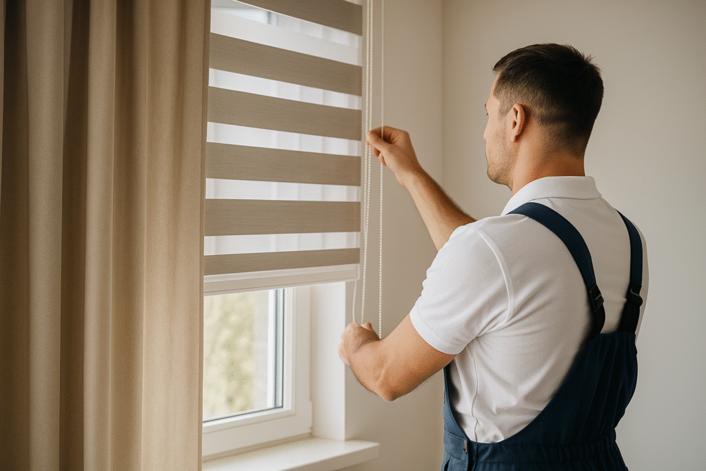 tecnician operating zebra blind